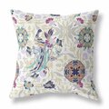 Palacedesigns 18 in. Peacock Indoor & Outdoor Zip Throw Pillow White & Purple PA3101211